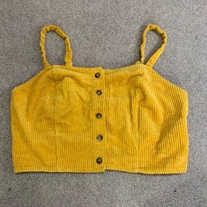 Yellow PacSun button up crop top